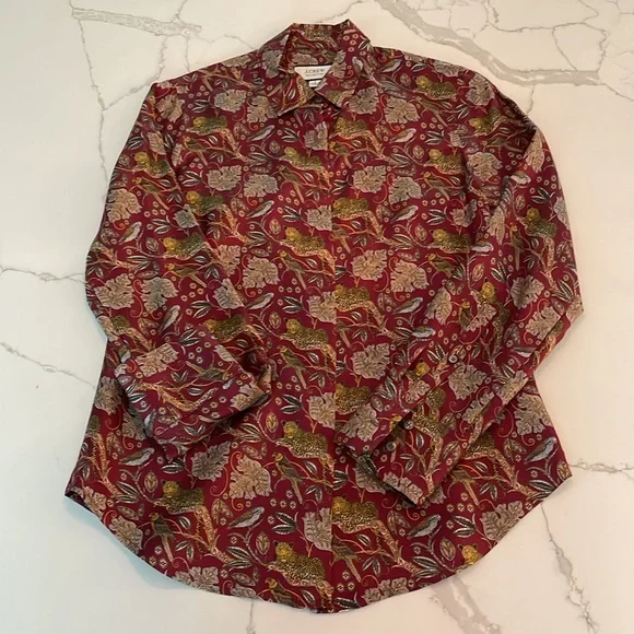 J. Crew Collection silk jaguar shirt in size 2 - Picture 3 of 4